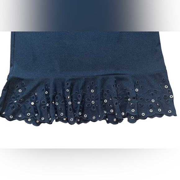 MICHAEL KORS Skirt Womens Size 6 Black A Line Eyelet Above Knee Career Preppy - Picture 2 of 5